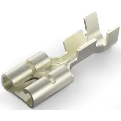 Uninsulated flat plug sleeve, 6.35 x 0.81 mm, 0.82 to 2.08 mm², AWG 18 to 14, steel, nickel-plated, 63674-1