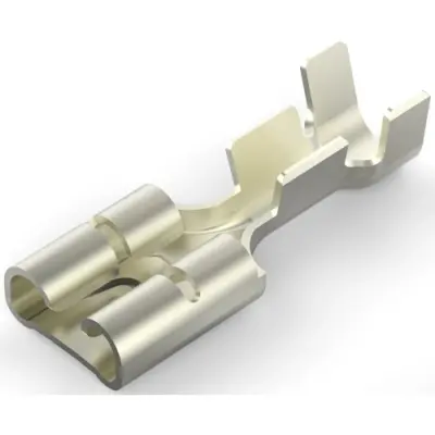 Uninsulated flat plug sleeve, 6.35 x 0.81 mm, 0.82 to 2.08 mm², AWG 18 to 14, steel, nickel-plated, 63674-1 - 1
