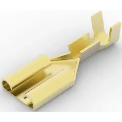 Uninsulated flat plug sleeve, 6.35 x 0.81 mm, 0.32 to 0.82 mm², AWG 22 to 18, brass, 41771