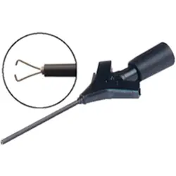 Miniature clamp test probe, black, max. 2 mm, L 53.8 mm, CAT O, pin 0.64 mm, 973972100