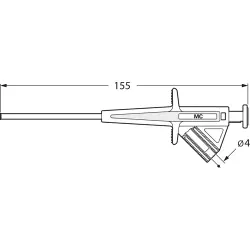Clamp test probe, yellow, max. 2.5 mm, L 155 mm, CAT II, socket 4 mm, 24.0224-24