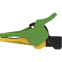 Safety alligator clip, green/yellow, max. 34 mm, L 88.5 mm, CAT III, CAT IV, socket 4 mm, SAK 9230 NI / GNGE