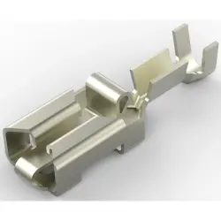 Uninsulated flat plug sleeve, 6.35 x 0.81 mm, 0.51 to 1.65 mm², AWG 20 to 15, phosphor bronze, nickel-plated, 1-160773-0