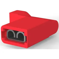 Insulated flat plug sleeve, 4.75 x 0.51 mm, 0.32 to 0.82 mm², AWG 22 to 18, brass, tin-plated, red, 2-520335-2