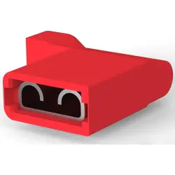 Insulated flat plug sleeve, 6.35 x 0.81 mm, 0.32 to 0.82 mm², AWG 22 to 18, brass, tin-plated, red, 2-520129-2