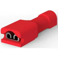 Insulated flat plug sleeve, 2.8 x 0.41 mm, 0.32 to 0.82 mm², AWG 22 to 18, brass, tin-plated, red, 2-520081-2