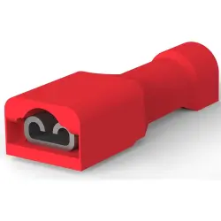 Insulated flat plug sleeve, 2.8 x 0.81 mm, 0.32 to 0.82 mm², AWG 22 to 18, brass, tin-plated, red, 2-520273-2