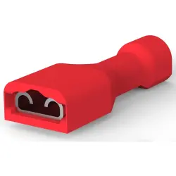 Insulated flat plug sleeve, 4.75 x 0.81 mm, 0.32 to 0.82 mm², AWG 22 to 18, brass, tin-plated, red, 2-520194-2