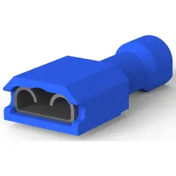 Insulated flat plug sleeve, 6.35 x 0.81 mm, 1.31 to 2.08 mm², AWG 16 to 14, brass, tin-plated, blue, 3-350820-2