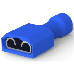 Insulated flat plug sleeve, 6.35 x 0.81 mm, 1.31 to 2.08 mm², AWG 16 to 14, brass, tin-plated, blue, 3-520408-2