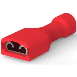 Insulated flat plug sleeve, 4.75 x 0.81 mm, 0.32 to 0.82 mm², AWG 22 to 18, brass, tin-plated, red, 2-520193-2
