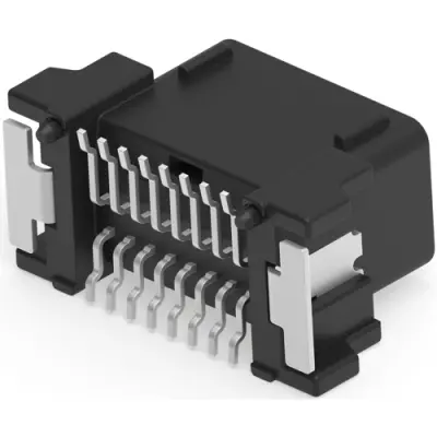 Plug, 16 pole, straight, 2 rows, black, 1717396-2 - 1