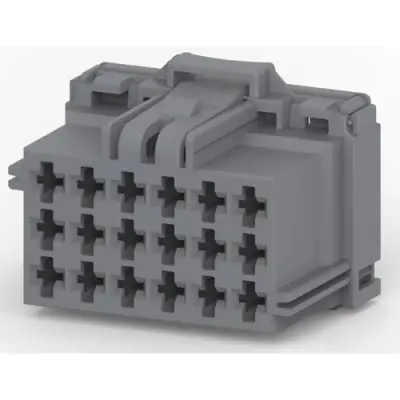 Socket, unequipped, 18 pole, straight, 3 rows, gray, 8-968974-1 - 1