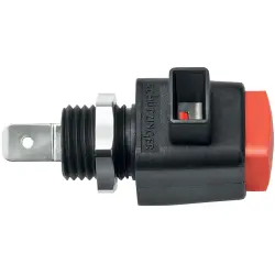 Quick pressure clamp, 12.5 mm, red, 300 V, 16 A, faston plug, nickel-plated, ESD 798 / RT