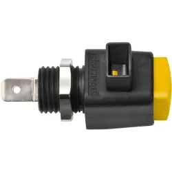 Quick pressure clamp, 12.5 mm, yellow, 300 V, 16 A, faston plug, nickel-plated, ESD 798 / GE