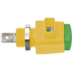 Quick pressure clamp, 12.5 mm, yellow/green, 300 V, 16 A, faston plug, nickel-plated, ESD 798 / GNGE