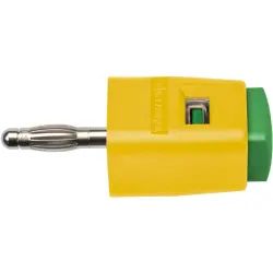 Quick pressure clamp, 4 mm, yellow/green, 30 VAC/60 VDC, 16 A, 4 mm plug, nickel-plated, SDK 502 / GNGE