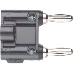 Double laboratory plug, pitch 19.05 mm, 70 V, 15 A, nickel-plated, black, MDP-0