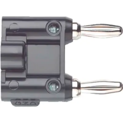 Double laboratory plug, pitch 19.05 mm, 70 V, 15 A, nickel-plated, black, MDP-0 - 1