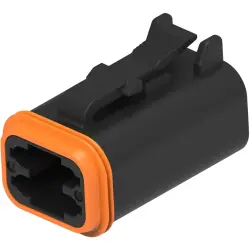 Socket, unequipped, 4 pole, straight, 2 rows, black, DT06-4S-CE06