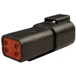 Plug, equipped, 4 pole, straight, 2 rows, black, DT04-4P-CE02