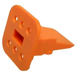 Socket, 6 pole, straight, orange, W6S