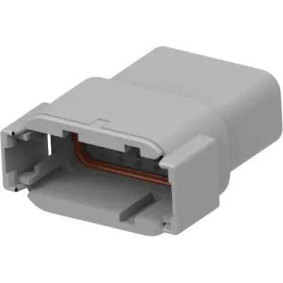 Socket, equipped, 12 pole, straight, 2 rows, gray, DTM04-12PA - 1