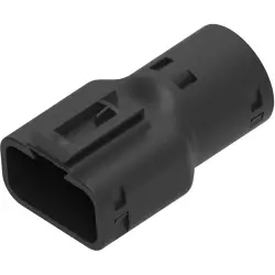 Plug end housing, black, 12 poles, for automotive connector, 1028-034-1205
