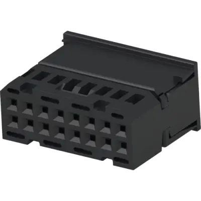 Socket, unequipped, 16 pole, straight, 2 rows, black, 1534579-1 - 1