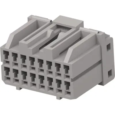 Socket, unequipped, 16 pole, straight, 2 rows, gray, 174514-6 - 1