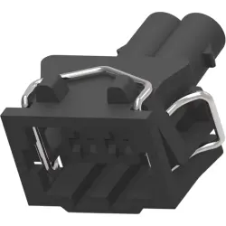 Socket, unequipped, 2 pole, straight, 1 row, black, 1418893-1