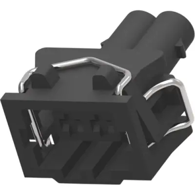 Socket, unequipped, 2 pole, straight, 1 row, black, 1418893-1 - 1