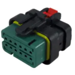 Socket, unequipped, 12 pole, straight, 2 rows, green, 776437-4