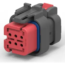 Socket, unequipped, 6 pole, straight, 2 rows, red, 776531-1