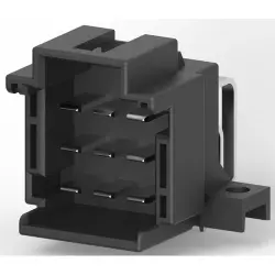 Plug, 9 pole, angled, 3 rows, black, 9-966140-4