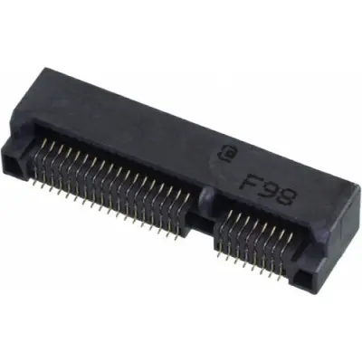 Memory card socket connector, 52 pole, pitch 0.8 mm, copper alloy, gold plated for memory, mini PCI, 1717831-1 - 1