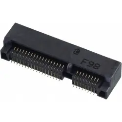 Memory card socket connector, 52 pole, pitch 0.8 mm, copper alloy, gold plated for memory, mini PCI, 1717831-1