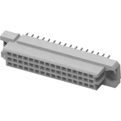 Female connector, 48 pole, a-b-c, pitch 2.54 mm, press-in connection, straight, gold-plated, 535034-5