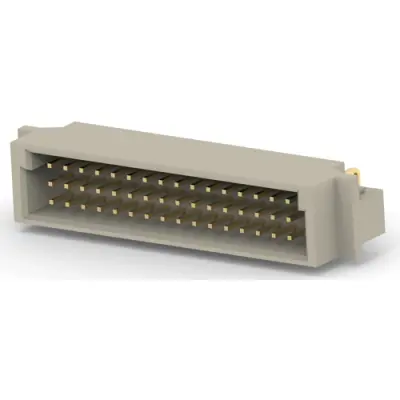 Male connector, 48 pole, a-b-c, pitch 2.54 mm, solder pin, angled, gold-plated, 8-1393644-0 - 1