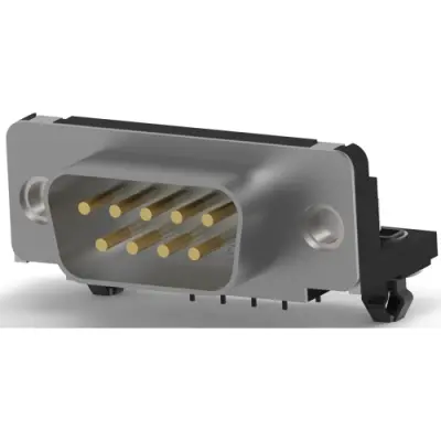 D-Sub plug, 9 pole, standard, equipped, angled, solder pin, 5788792-1 - 1