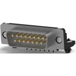 D-Sub plug, 15 pole, standard, equipped, angled, solder pin, 5747841-4