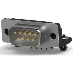 D-Sub plug, 9 pole, standard, equipped, angled, solder pin, 5747840-2