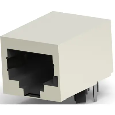 Socket, RJ45, 8 pole, 8P8C, Cat 3, solder connection, through hole, 5557786-1 - 1