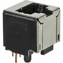 Socket, RJ45, 8 pole, 8P8C, Cat 5, press-fit, PCB mounting, 6116202-2