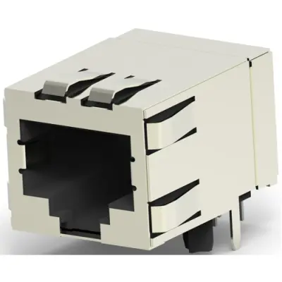 Socket, RJ45, 8 pole, 8P8C, Cat 5, solder connection, through hole, 1-5406299-1 - 1