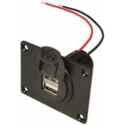 Power USB double socket with cover, 12 to 24 VDC