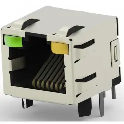 Socket, RJ45, 8 pole, 8P8C, Cat 5, solder connection, through hole, 2-406549-5