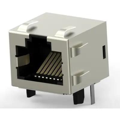 Socket, RJ45, 8 pole, 8P8C, Cat 5, solder connection, through hole, 1-406541-1 - 1