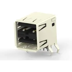 2 x USB-A socket, 8 pole, USB 2.0, solder connection, 5787617-1
