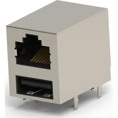 Socket, RJ45, 8 pole, 8P8C, Cat 3, solder connection, through hole, 1775855-1 - 1